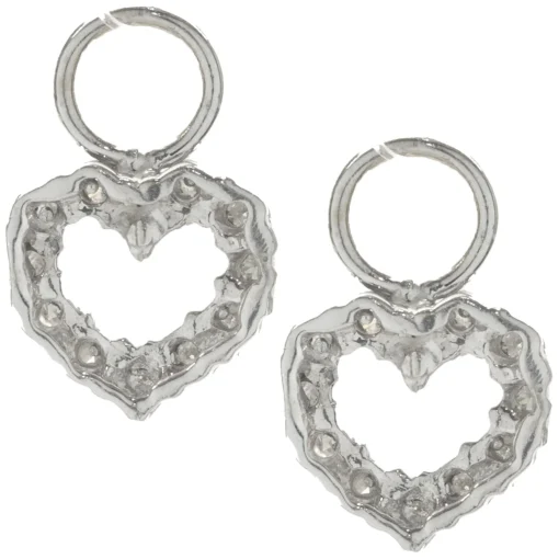 14 Karat White Gold Diamond Heart Earring Enhancers