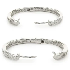 14 Karat White Gold Diamond Inside Outside Hoop Earrings