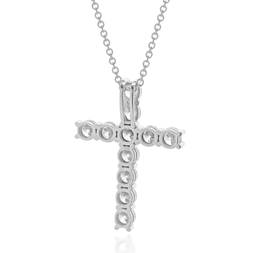 18 Karat White Gold Diamond Cross Necklace