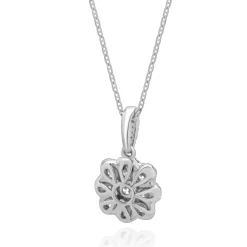 14 Karat White Gold Diamond Flower Necklace