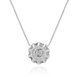 14 Karat White Gold Diamond Cluster Necklace