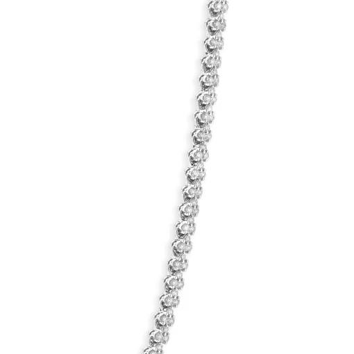 14 Karat White Gold Diamond Cluster Tennis Necklace