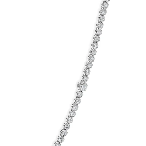 14 Karat White Gold Diamond Station Tennis Necklace