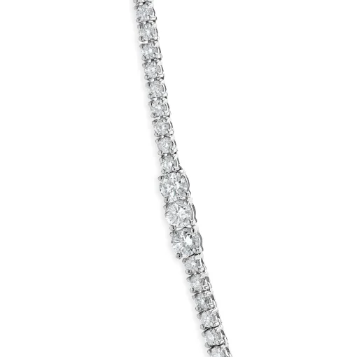 14 Karat White Gold Diamond Station Tennis Necklace