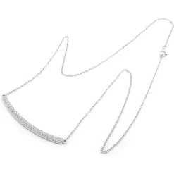 14 Karat White Gold Diamond Bar Necklace