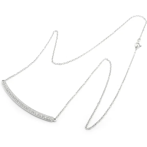 14 Karat White Gold Diamond Bar Necklace