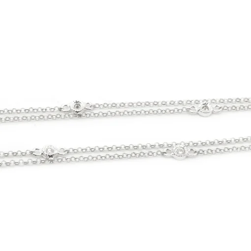 14 Karat White Gold Diamonds By The Yard Double Strand Necklace