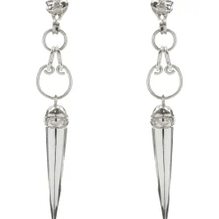 14 Karat White Gold Diamond Spike Drop Earrings