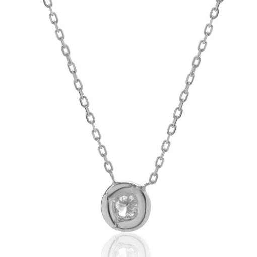 14 Karat White Gold Diamond Cluster Necklace