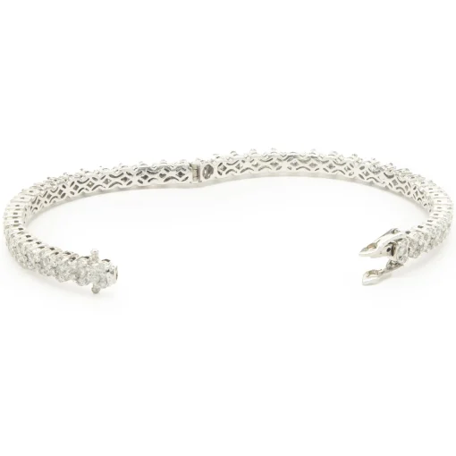 14 Karat White Gold Diamond Cluster Bangle Bracelet