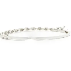 14 Karat White Gold Diamond Marquise Shape Bangle Bracelet