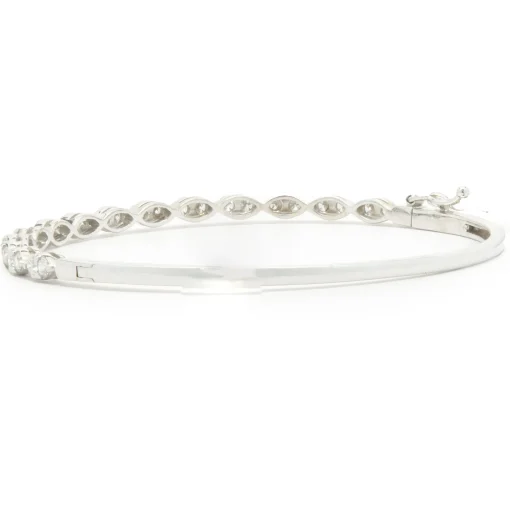 14 Karat White Gold Diamond Marquise Shape Bangle Bracelet