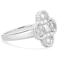 18 Karat White Gold Diamond Sweet Alhambra Ring