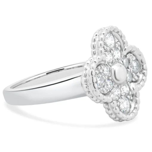 18 Karat White Gold Diamond Sweet Alhambra Ring
