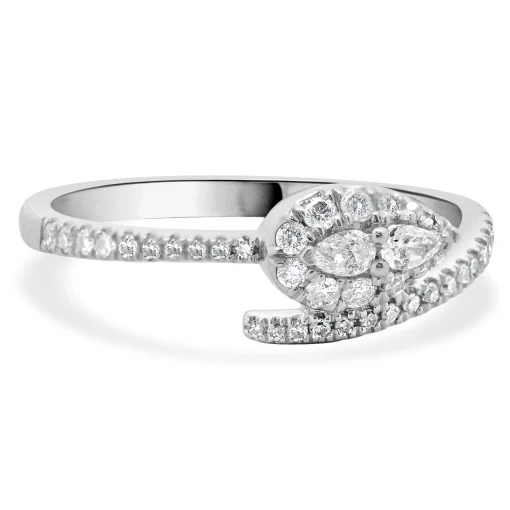 10 Karat White Gold Diamond Snake Bypass Ring