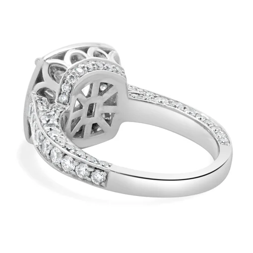 18 Karat White Gold Diamond Semi Mount with CZ Center