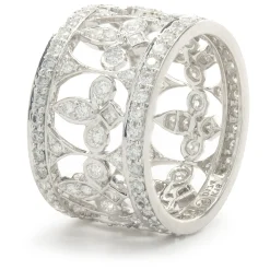 18 Karat White Gold Diamond Fluer De Lis Cut Out Cigar Band