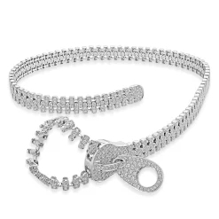 18 Karat White Gold Diamond Zipper Necklace