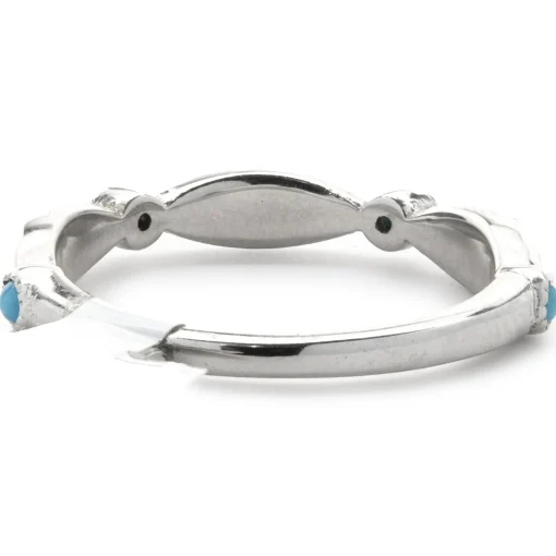 14 Karat White Gold Diamond and Turquoise Band
