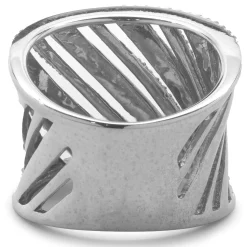 18 Karat White Gold Diamond Open Slant Cigar Band