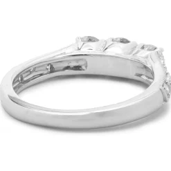 14 Karat White Gold Diamond Three Stone Band