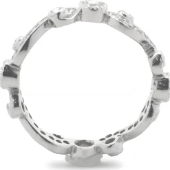 18 Karat White Gold Diamond Filigree Eternity Band