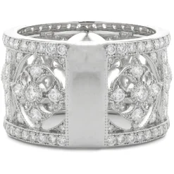 18 Karat White Gold Diamond Maltese Cross Cigar Band