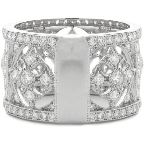 18 Karat White Gold Diamond Maltese Cross Cigar Band