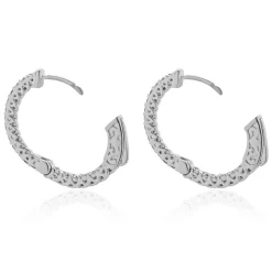 14 Karat White Gold Diamond Hoop Earrings