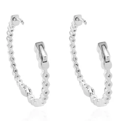 14 Karat White Gold Diamond Inside Outside Hoop Earrings