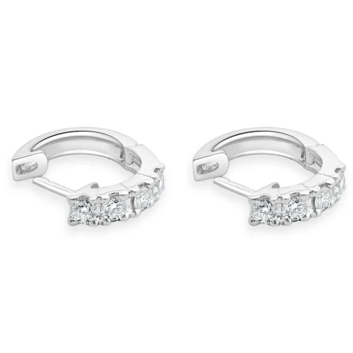 18 Karat White Gold Diamond Huggie Hoop Earrings