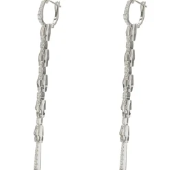 18 Karat White Gold Diamond Link Drop Earrings