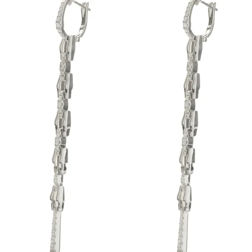 18 Karat White Gold Diamond Link Drop Earrings