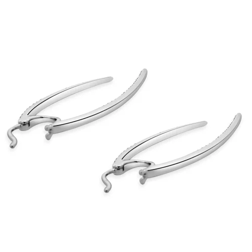 14 Karat White Gold Diamond Front and Back Spear Drop Earrings