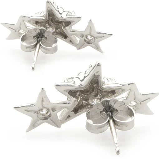 14 Karat White Gold Diamond Star Drop Earrings