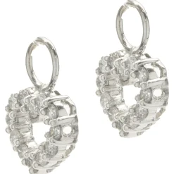 14 Karat White Gold Diamond Heart Earring Enhancers