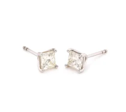 14 Karat White Gold Diamond Stud Earrings