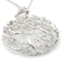 18 Karat White Gold Diamond Open Circle Pendant