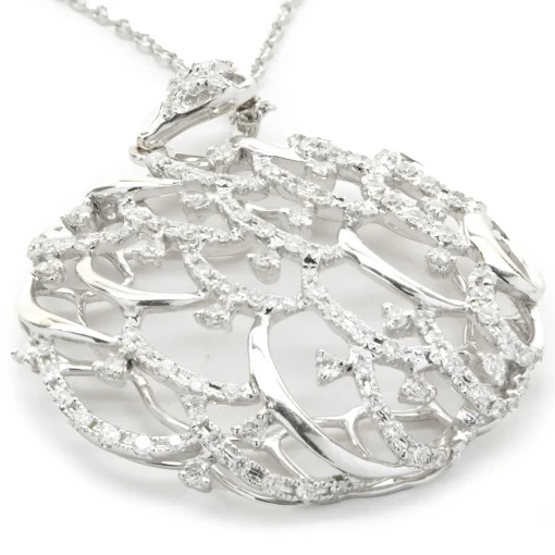 18 Karat White Gold Diamond Open Circle Pendant