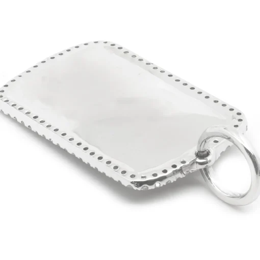 14 Karat White Gold Diamond Dog Tag Pendant