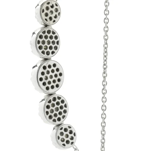 14 Karat White Gold Diamond Cluster Necklace