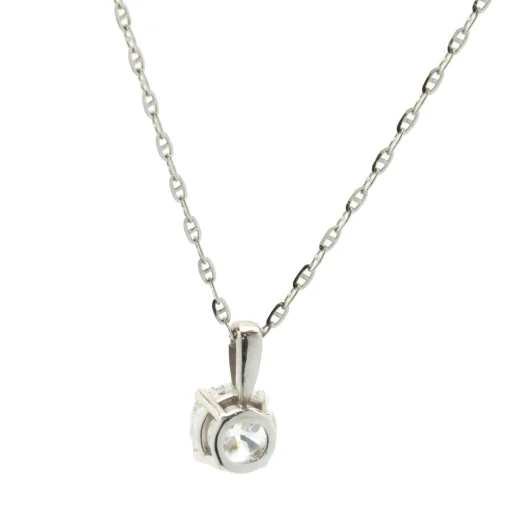14 Karat White Gold Diamond Solitaire Necklace