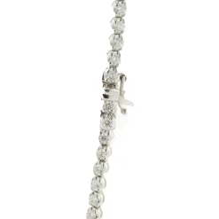 18 Karat White Gold Diamond Tennis Necklace with Mosaic Set Diamond Station Necklace