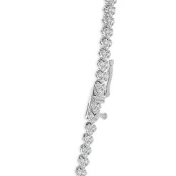 14 Karat White Gold Diamond Cluster Tennis Necklace
