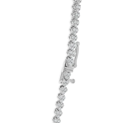 14 Karat White Gold Diamond Cluster Tennis Necklace