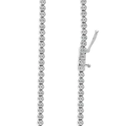 14 Karat White Gold Diamond Station Tennis Necklace
