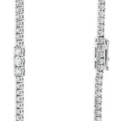 14 Karat White Gold Diamond Station Tennis Necklace