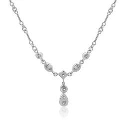 18 Karat White Gold Diamond Twisted Link Lariat Necklace