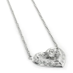18 Karat White Gold Diamond Heart Necklace