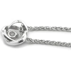 14 Karat White Gold Diamond Solitaire Swirl Necklace